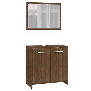 vidaXL Set de muebles de ba&ntilde;o madera contrachapada marr&oacute;n roble