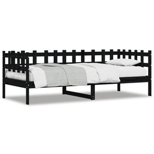 vidaXL Sof&aacute; cama sin colch&oacute;n madera maciza de pino negro 80x200 cm