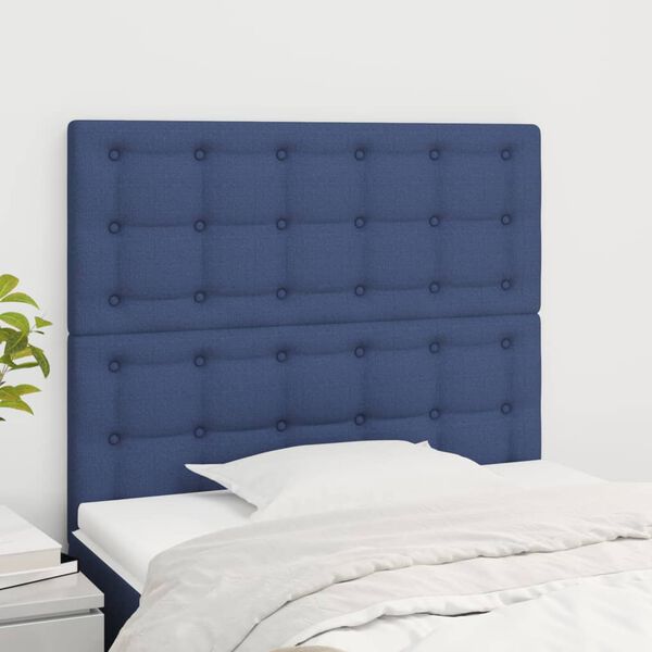vidaXL Cabecero de cama de tela azul 90x5x118/128 cm