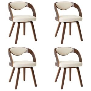 vidaXL Sillas de comedor 4 uds madera curvada y cuero sint&eacute;tico crema