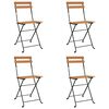 vidaXL Sillas cafeter&iacute;a plegables 4 uds acero y madera maciza de teca