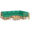 vidaXL Set de muebles de jard&iacute;n 8 piezas bamb&uacute; con cojines verde
