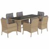 vidaXL Set comedor de jard&iacute;n 7 pzas con cojines rat&aacute;n sint&eacute;tico beige