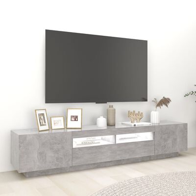 vidaXL Mueble para TV con luces LED gris hormigón 200x35x40 cm