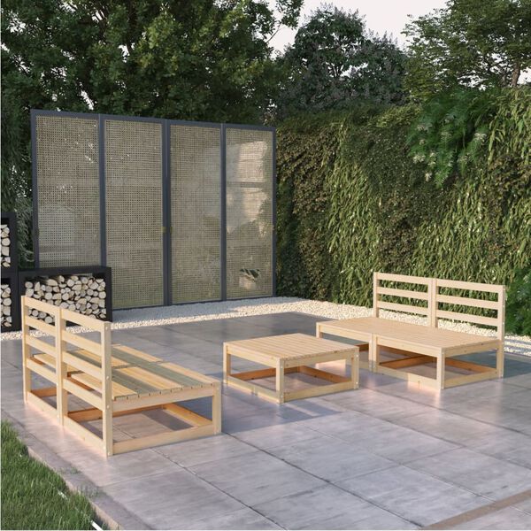 vidaXL Juego de muebles de jard&iacute;n 5 piezas madera maciza de pino