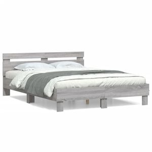 vidaXL Cama con cabecero madera de ingenier&iacute;a gris Sonoma 140x190 cm