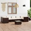 vidaXL Set muebles de jard&iacute;n 8 pzas y cojines rat&aacute;n sint&eacute;tico marr&oacute;n