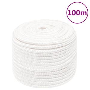 vidaXL Cuerda de barco polipropileno blanco intenso 14 mm 100 m