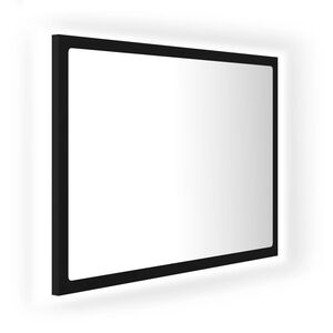 vidaXL Espejo de ba&ntilde;o acr&iacute;lico negro brillo 60x8,5x37 cm