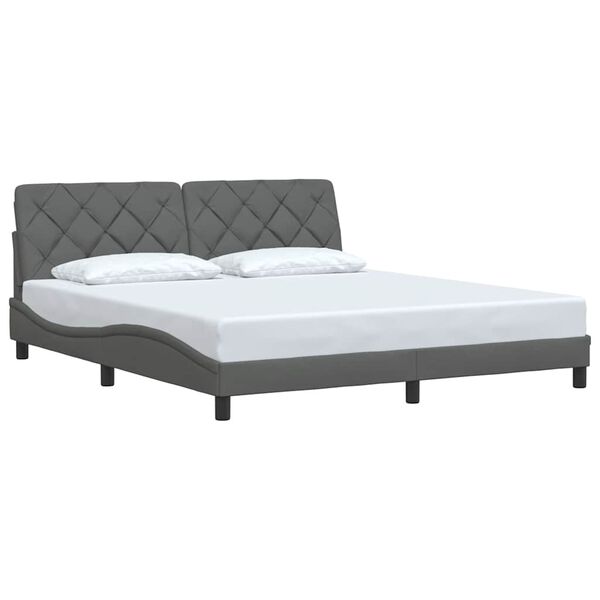 vidaXL Estructura de cama sin colch&oacute;n de tela gris oscuro 180x200 cm