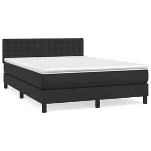 vidaXL Cama box spring con colch&oacute;n cuero sint&eacute;tico negro 140x190 cm