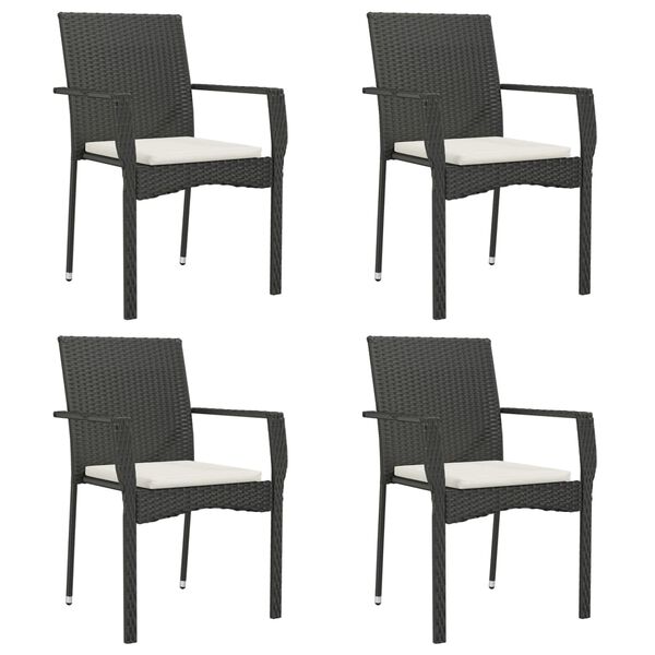 vidaXL Set de muebles jard&iacute;n 5 pzas con cojines rat&aacute;n sint&eacute;tico negro