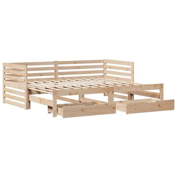 vidaXL Sof&aacute; cama con cajones madera maciza de pino 90x200 cm