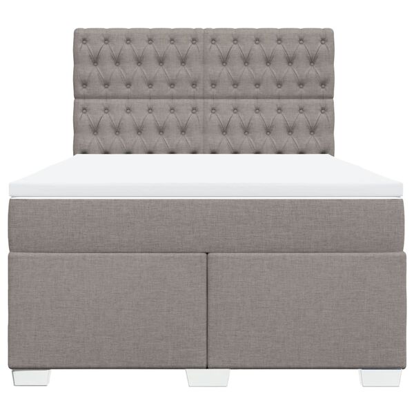 vidaXL Cama box spring con colch&oacute;n tela gris taupe 160x200 cm