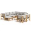 vidaXL Set de muebles de jard&iacute;n 10 piezas bamb&uacute; y cojines gris claro