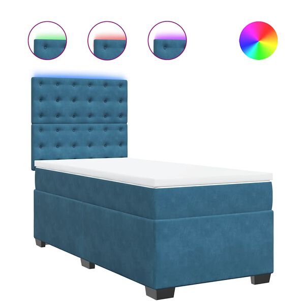 vidaXL Cama box spring con colch&oacute;n terciopelo azul 100x200 cm