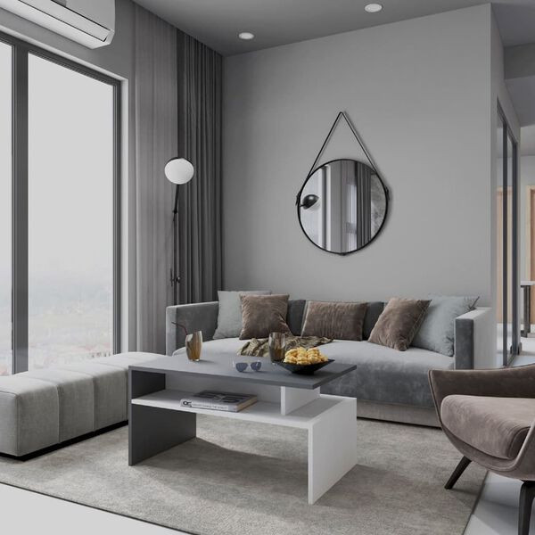 Homemania Mesa de centro Ada blanco y gris antracita 90x50x43 cm