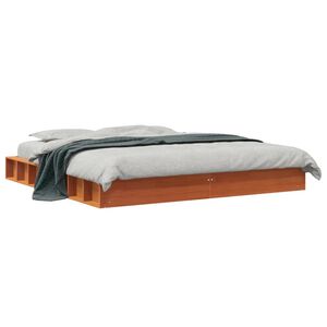 vidaXL Cama sin colch&oacute;n madera maciza de pino marr&oacute;n cera 180x200 cm