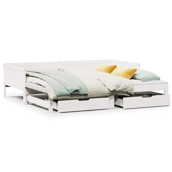 vidaXL Sof&aacute; cama nido con cajones sin colch&oacute;n blanco 90x190 cm
