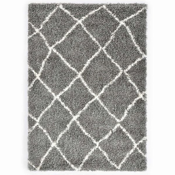 vidaXL Alfombra Enrejado Gris 230 x 160 cm Polipropileno