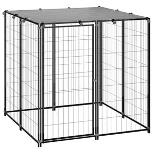 vidaXL Perrera de acero negro 10x110x110 cm