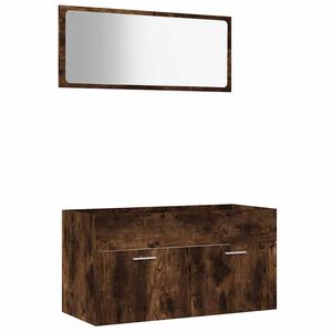 vidaXL Set de muebles ba&ntilde;o 2 pzas madera contrachapada roble ahumado