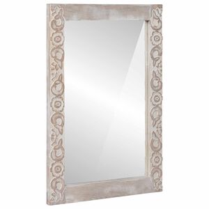 vidaXL espejo de pared Blanco 70 x 50 cm Madera de mango maciza