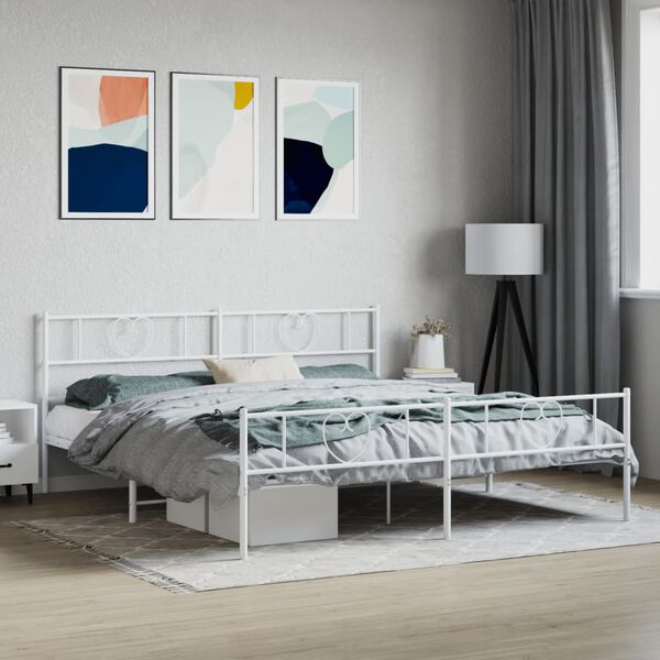 vidaXL Estructura cama sin colch&oacute;n con estribo metal blanco 180x200 cm