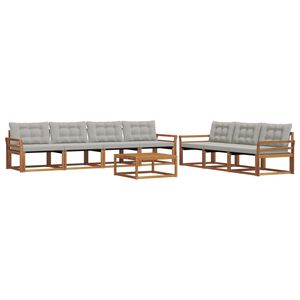 vidaXL Conjunto de sof&aacute;s de exterior 8 pcs Gris Natural y Claro