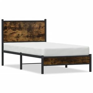 vidaXL Estructura de cama sin colch&oacute;n metal roble ahumado 90x190 cm