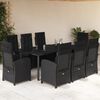 vidaXL Set de comedor de jard&iacute;n 9 pzas y cojines rat&aacute;n sint&eacute;tico negro