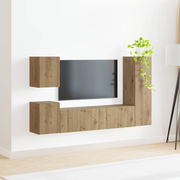 vidaXL Conjunto de mueble de TV 4 pcs Roble artesanal