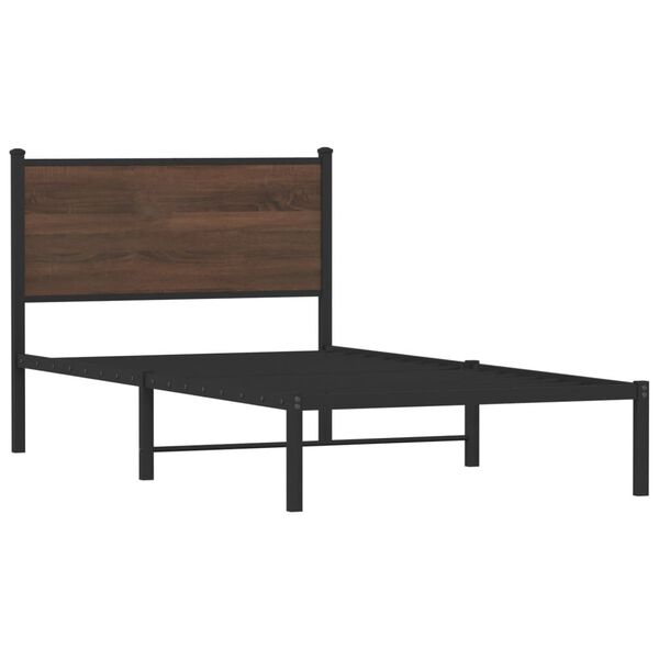 vidaXL Estructura de cama sin colchón metal marrón roble 107x203 cm