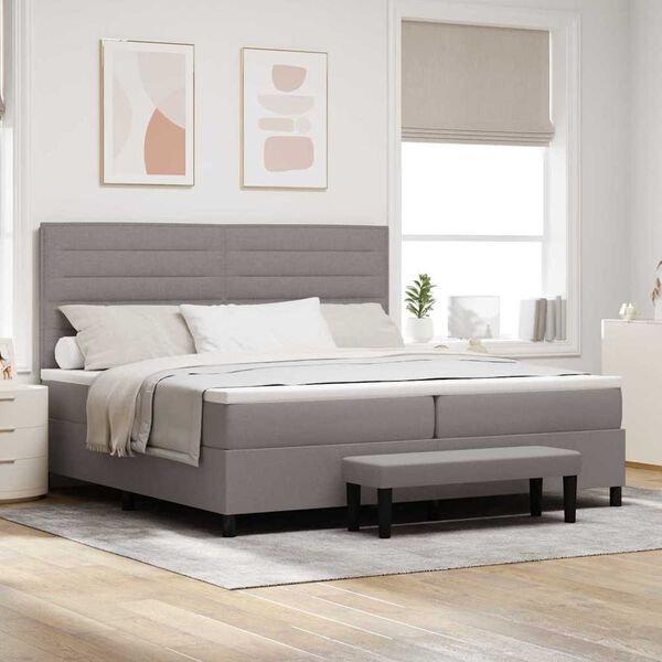 vidaXL Cama tipo Box Spring con colch&oacute;n Taup&eacute; 200 x 200 cm tela