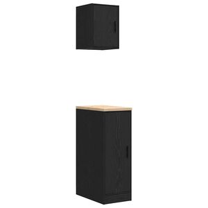 vidaXL Armarios 2 uds para garaje madera de ingenier&iacute;a negro