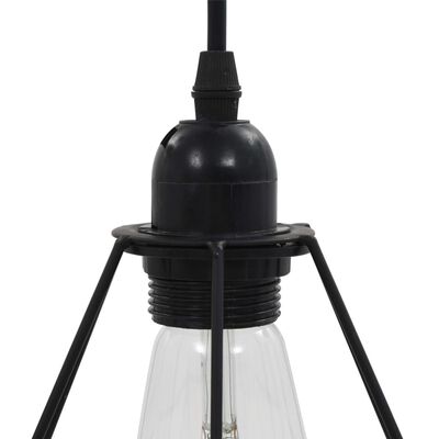 vidaXL Lámpara de techo con diseño de rombos negra 3 bombillas E27