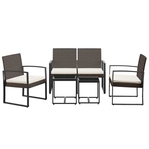 vidaXL Set comedor de jardín 5 pzas y cojines PP aspecto ratán marrón