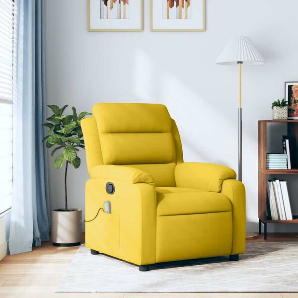 vidaXL Sill&oacute;n de masaje reclinable de terciopelo amarillo