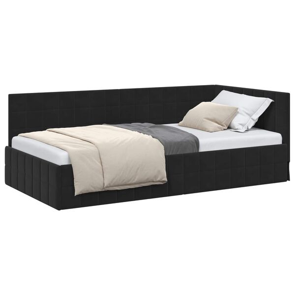 vidaXL Estructura de cama en esquina Negro 90 cm x 190 cm Terciopelo