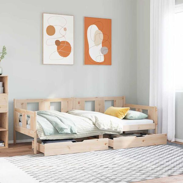 vidaXL Sof&aacute; cama con cajones madera maciza de pino 80x200 cm