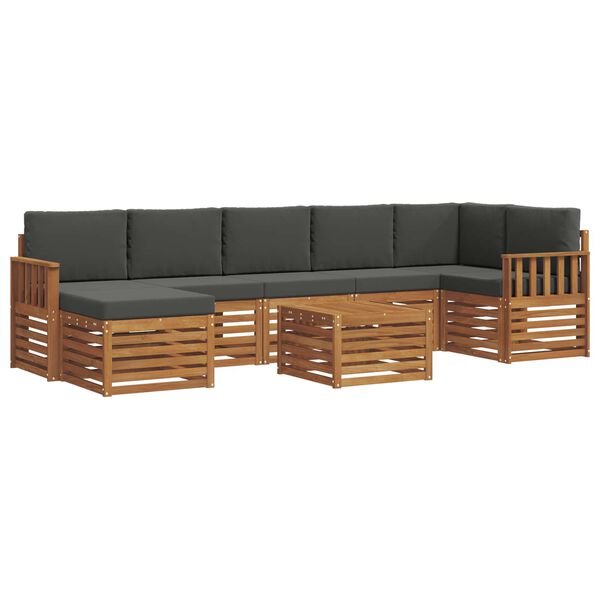 vidaXL Juegos de sof&aacute;s con coj&iacute;n 8 pcs Natural y Antracita