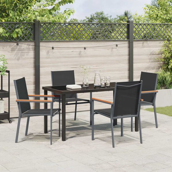 vidaXL Conjunto de Comedor de Jard&iacute;n 5 pcs Negro