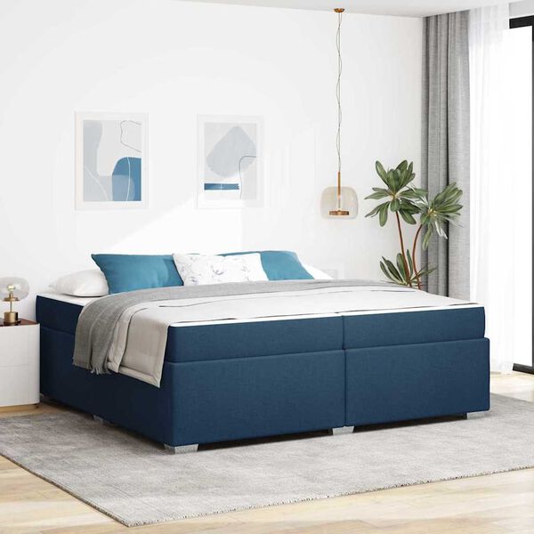 vidaXL Estructura de cama con colch&oacute;n Azul 200 x 200 cm tela