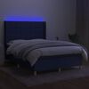 vidaXL Cama box spring colch&oacute;n y luces LED tela azul 140x200 cm