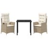 vidaXL Conjunto de Comedor de Jard&iacute;n 3 pcs Beige rat&aacute;n sint&eacute;tico