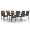 vidaXL Set de muebles de comedor de jard&iacute;n 7 piezas de rat&aacute;n marr&oacute;n