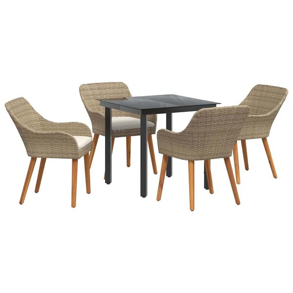 vidaXL Conjunto de Comedor de Jard&iacute;n 5 pcs Beige rat&aacute;n sint&eacute;tico