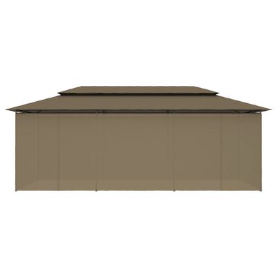 vidaXL Cenador con cortinas gris taupe 180g/m² 600x298x270 cm