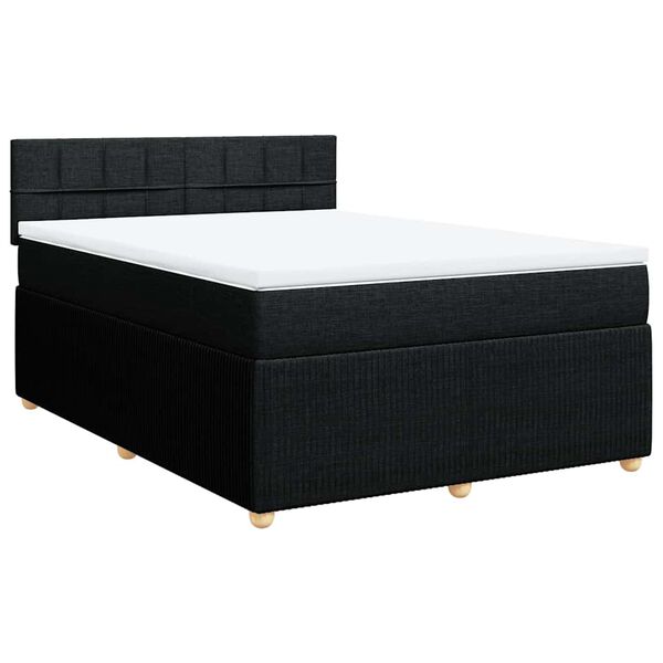 vidaXL Cama box spring con colch&oacute;n tela negro 160x200 cm