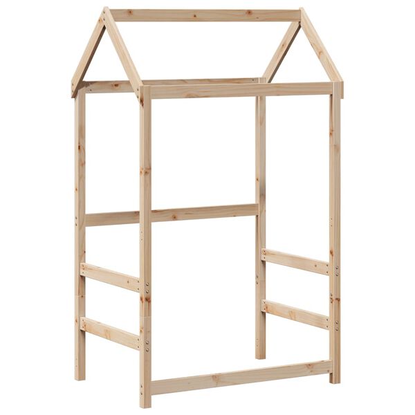 vidaXL Set de cama y banco con techo madera maciza de pino 75x190 cm